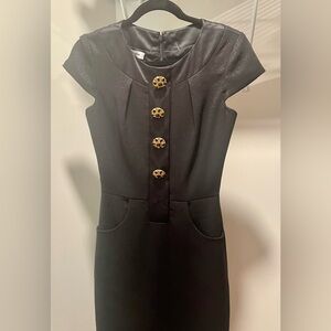 Pamella Roland black midi dress NWT missing a button.